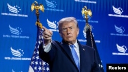 El presidente de Estados Unidos, Donald Trump, durante la Conferencia de Políticas de 2026 de la Faith & Freedom Coalition en el Washington Hilton, en Washington D. C., Estados Unidos, el 26 de junio de 2026. 