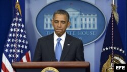 El presidente estadounidense Barack Obama durante una rueda de prensa celebrada en Washington, Estados Unidos hoy 30 de abril de 2013. 