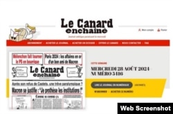 Captura de pantalla del sitio https://www.lecanardenchaine.fr/.