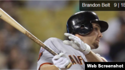 Brandon Belt, 1B de los Gigantes de San Francisco.