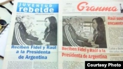Portadas de los dos periódicos oficiales más importantes en Cuba. Foto: Yusnaby.
