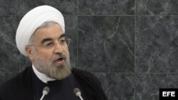 El presidente de Irán, Hassan Rouhani, interviene hoy, martes 24 de septiembre de 2013, durante la 68 Asamblea General de Naciones Unidas en la sede de esta organización en Nueva York, Estados Unidos