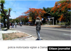 Reporta Cuba. Imagen tomada antes de la detención el 31 de mayo. De espaldas, Agustín López.