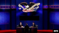 Un ensayo del debate que se llevará a cabo en Boca Ratón, Florida (EE.UU.) este lunes y que estará centrado en política exterior.