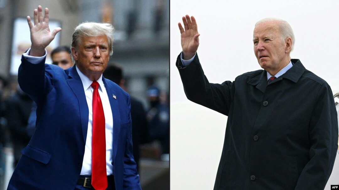  A sus 81 años, Biden (der.) es el presidente de mayor edad en la historia de Estados Unidos, mientras que Trump (izq.), de 77 años, está acusado en cuatro casos penales.