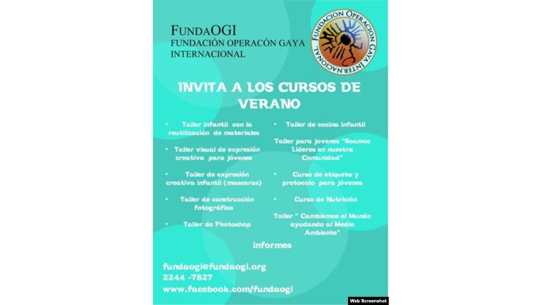 Fragmento de un cartel con los cursos de verano de FundaOgi que incluye uno sobre liderazgo comunitario.