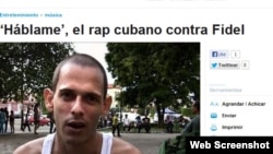 Artículo de El Comercio de Quito sobre rap que pide a Fidel Castro rendir cuentas. En la foto, Silvito el Libre.