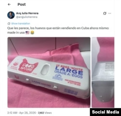 Huevos de EEUU a la venta en una tienda estatal cubana.