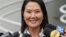 La candidata presidencial peruana del partido Fuerza Popular, Keiko Fujimori, habla con la prensa en Lima el 19 de junio de 2026. 