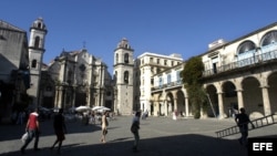 Vista de la Plaza de la Catedral ubicada en la parte vieja de la ciudad de La Habana