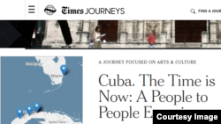 Anuncio de viaje a Cuba por The New York Times 