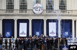 Los New York Yankees celebraron en el 2009, en el Ayuntamiento de New York la victoria número 27 en una serie mundial.