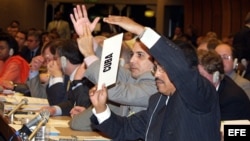 Delegación cubana en las sesiones sobre Derechos Humanos en Ginebra. 