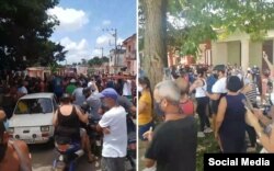 Multitudinaria protesta en San Antonio de los Baños, Cuba, el 11 de julio de 2021.