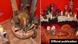Altares de santería y una nganga de palo mayombe (izq) se encontraron en Lorca, región española de Murcia, en lugares dedicados a la explotación sexual de mujeres suramericanas
