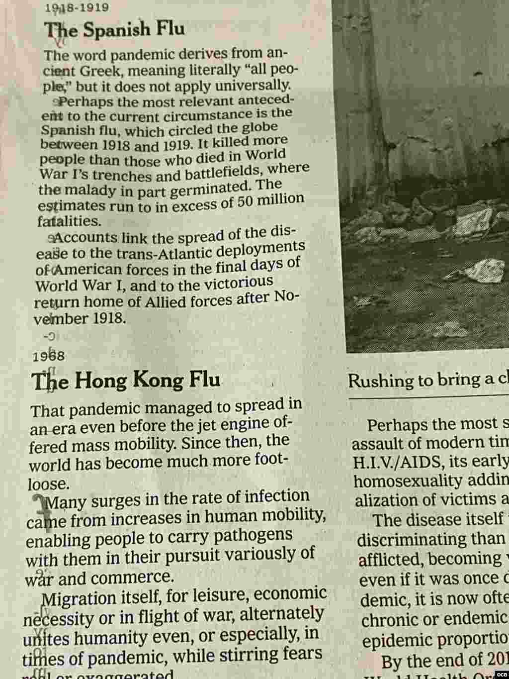 New York Times sobre la Gripe Espa&#241;ola 
