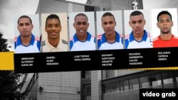 Seis voleibolistas cubanos fueron acusados de violación en Finlandia. Dariel Albo (2do izq) fue luego exonerado