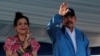 El presidente de Nicaragua, Daniel Ortega, y la vicepresidenta, Rosario Murillo, durante un acto público en agosto del 2018.