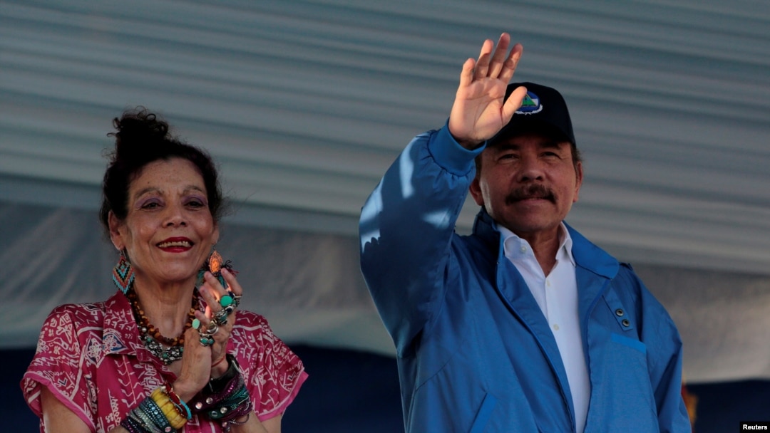 El presidente de Nicaragua, Daniel Ortega, y la vicepresidenta, Rosario Murillo, durante un acto público en agosto del 2018.