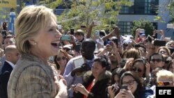Hillary Clinton en un acto de campaña en Los Angeles.