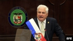 El presidente de Panamá, Ricardo Martinelli, asiste a la Asamblea Nacional el 2 de enero de 2013.
