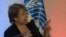 Michelle Bachelet en una conferencia de prensa en Caracas (Foto: AFP).