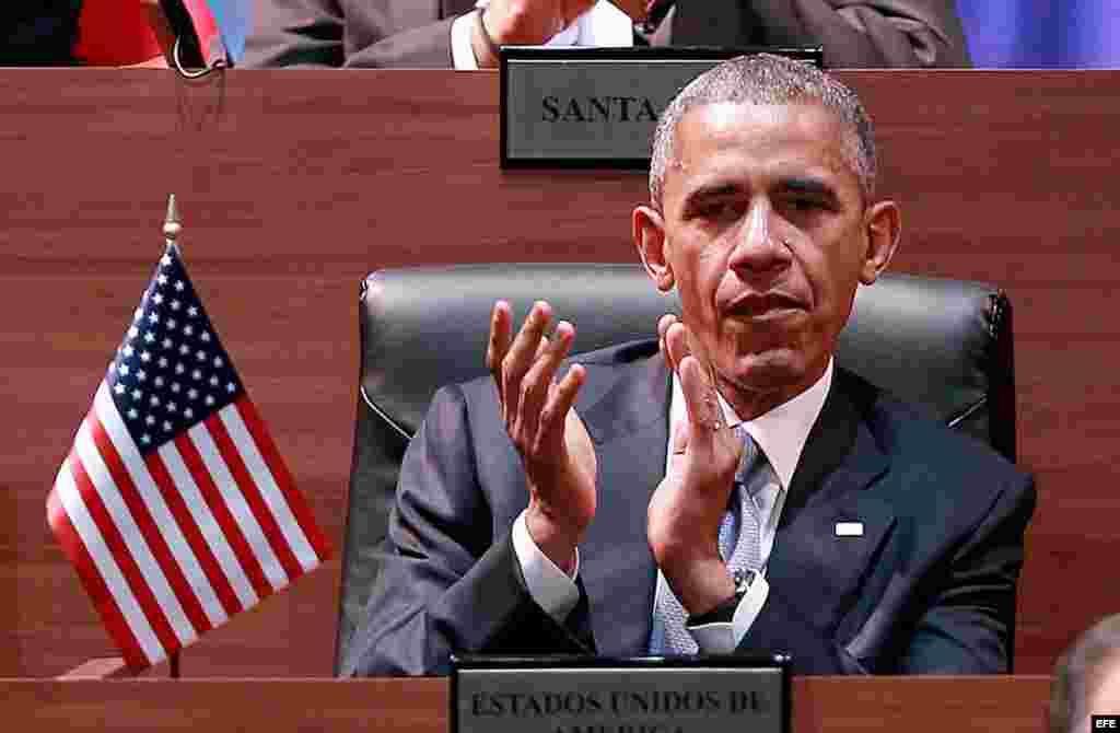 El presidente de Estados Unidos, Barack Obama, durante la inauguración de la VII Cumbre de Jefes de Estado y de Gobierno de las Américas.