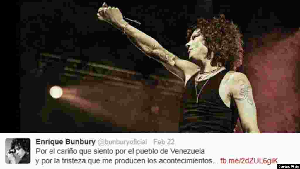 EL cantante español Enrique Bunbury ruega con tristeza por los sucesos en Venezuela