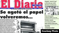 El Diario de Sucre, del estado venezolano del mismo nombre, cerró por no poder adquirir papel.