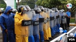 Presencia policial en Nicaragua. (Foto archivo VOA).