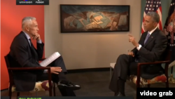 Jorge Ramos entrevista al presidente Obama para el canal multicultural Fusion.
