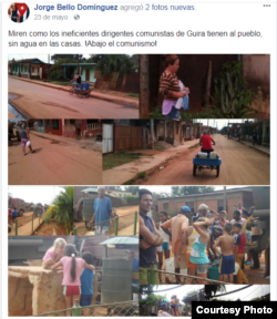 Problemas con suministro de agua en Güira de Melena. (Tomado del Facebook de Jorge Bello)