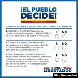 Las tres preguntas del plebiscito ciudadano en Venezuela