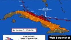 Trayectoria del Huracán Irma por Cuba