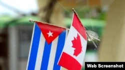 Banderas de Cuba y Canadá.