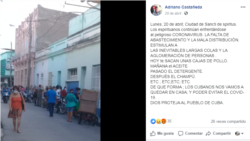 Una publicación en redes sociales del activista Adriano Castañeda /Facebook