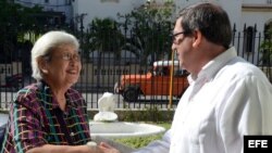 La experta de la ONU para los derechos humanos y solidaridad internacional, Virginia Dandan, se reúne con el canciller cubano, Bruno Rodríguez.