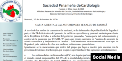 Carta de cardiólogos de Panamá contra contratación de médicos cubanos