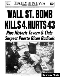 Noticia del atentado en la histórica Fraunces Tavern, perpetrado por las FALN puertorriqueñas en 1975