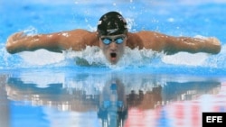 Ryan Lochte durante la final de los 200m estilos masculinos, de los Campeonatos del Mundo de Natación que se celebran en la piscina del Palau Sant Jordi de Barcelona.