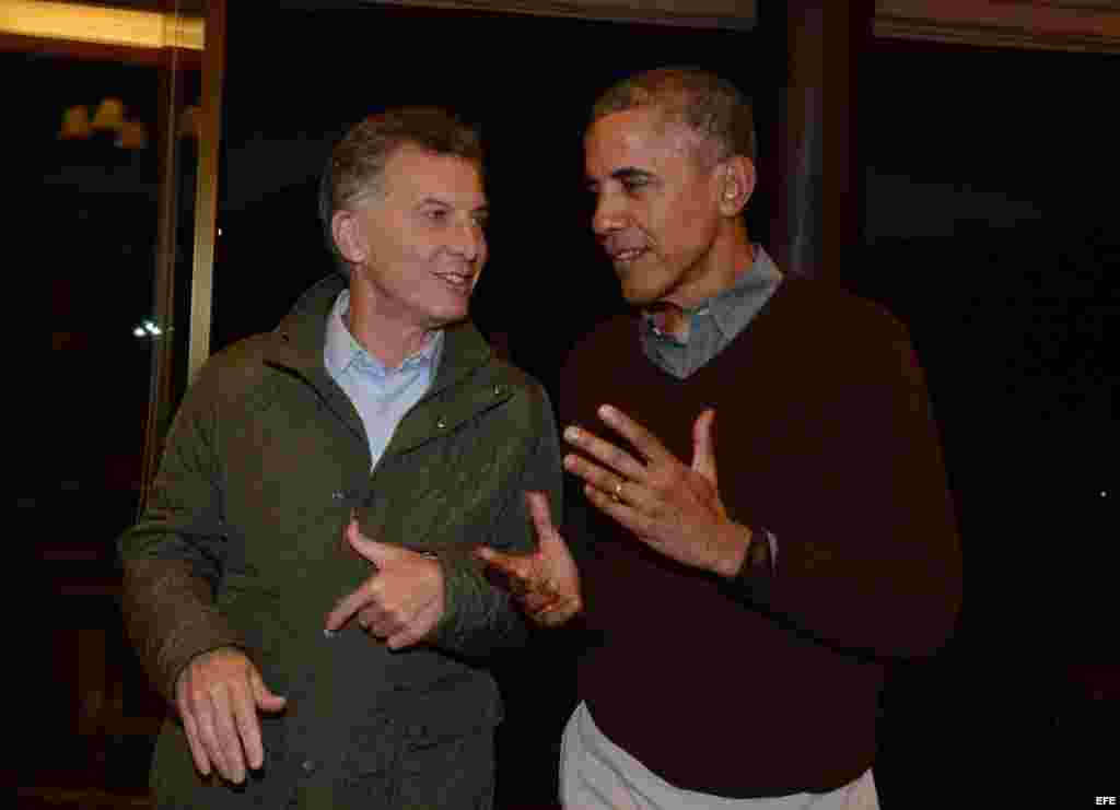 Mauricio Macri y Barack Obama en Bariloche, Argentina.