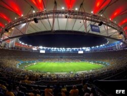 Imagen tomada con la cámara "GoPro" de una vista general del Estadio Maracaná de Río de Janeiro, Brasil, durante el partido Colombia-Uruguay, de octavos de final del Mundial de Fútbol de Brasil 2014.