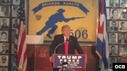 El candidato presidencial Donald Trump fue invitado a la sede de la Brigada de Asalto 2506.
