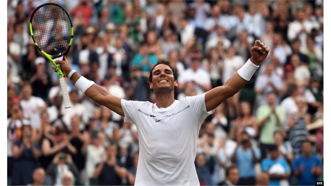 Nadal celebra su triunfo sobre Young.