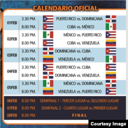 Calendario oficial de la Serie del Caribe 2014