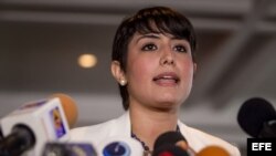 La esposa del opositor Venezolano y preso político Daniel Ceballos, Patricia Gutiérrez.