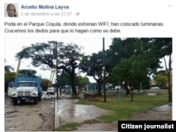 Reporta Cuba. Parque Coyula, nueva área para conexión Wi-Fi. Foto: Arcelio Molina.