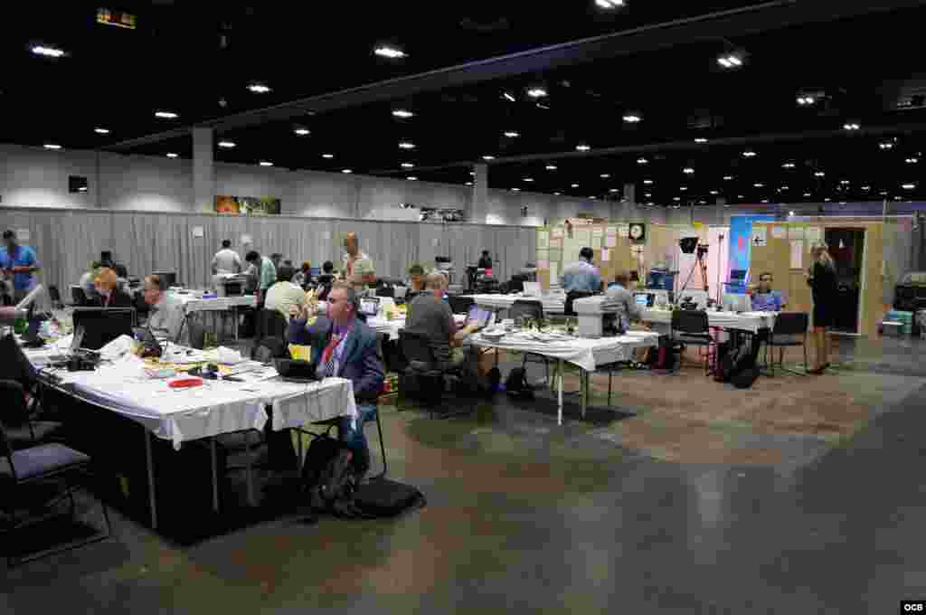 El centro de prensa en la convención republicana.