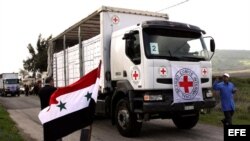 Fotografía de archivo de un camión de la Cruz Roja en Siria.