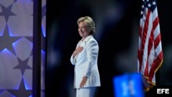 Hillary Clinton, en el último día de la Convención Demócrata en el Wells Fargo Center en Filadelfia (Estados Unidos).